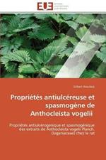 Propri t s Antiulc reuse Et Spasmog ne de Anthocleista Vogelii