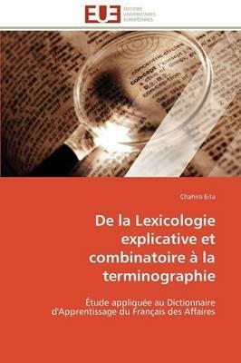 de la Lexicologie Explicative Et Combinatoire   La Terminographie - Eita-C - cover