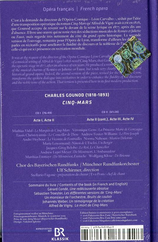 Cinq-Mars (2 CD + Libro) - Libro + CD Audio di Charles Gounod - 2