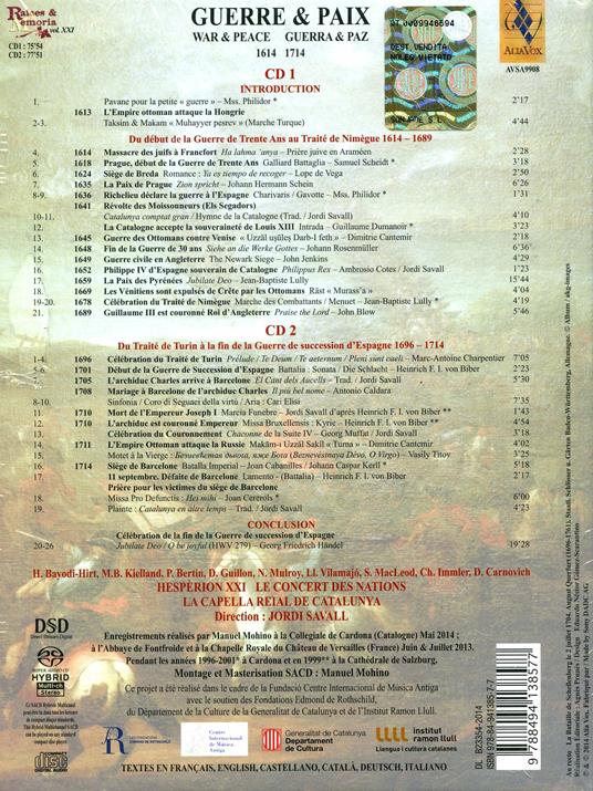 Guerra e pace nell'Europa del Barocco 1614-1714 (Con libro rilegato di 396 pagine) - SuperAudio CD ibrido di Jordi Savall,Le Concert des Nations,Hespèrion XXI,Capella Reial de Catalunya - 2