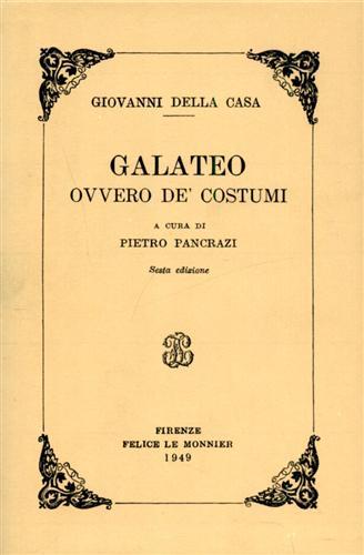 Galateo ovvero dei costumi - Giovanni Della Casa - copertina