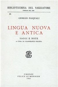 Lingua nuova e antica - Giorgio Pasquali - copertina