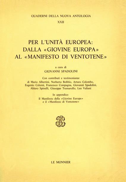 Per l'unità europea: dalla «Giovine Europa» al «Manifesto di Ventotene» - copertina