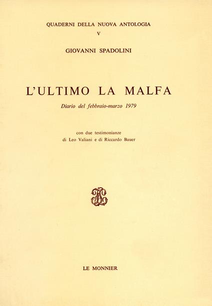 L'ultimo La Malfa - Giovanni Spadolini - copertina