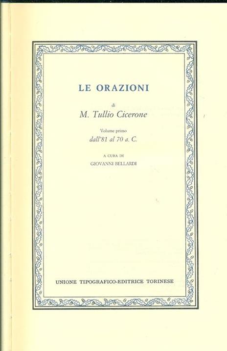 Le orazioni. Vol. 1 - Marco Tullio Cicerone - copertina