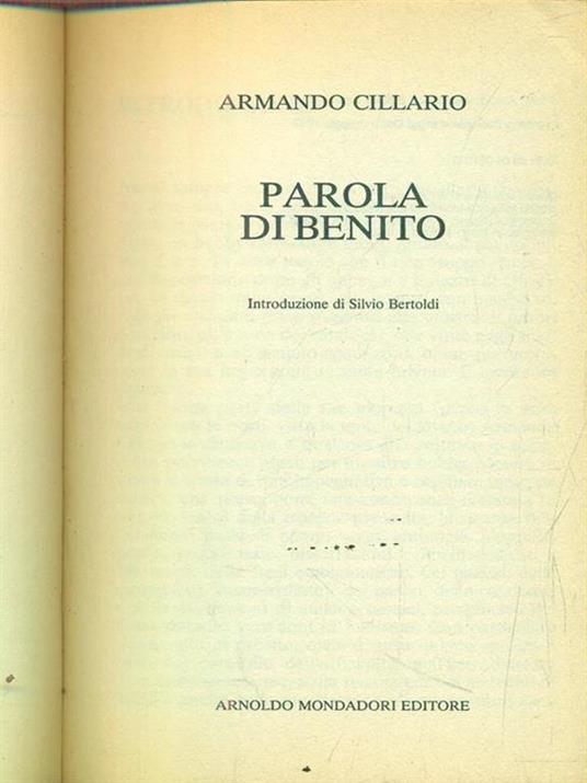 Parola di Benito - Armando Cillario - copertina
