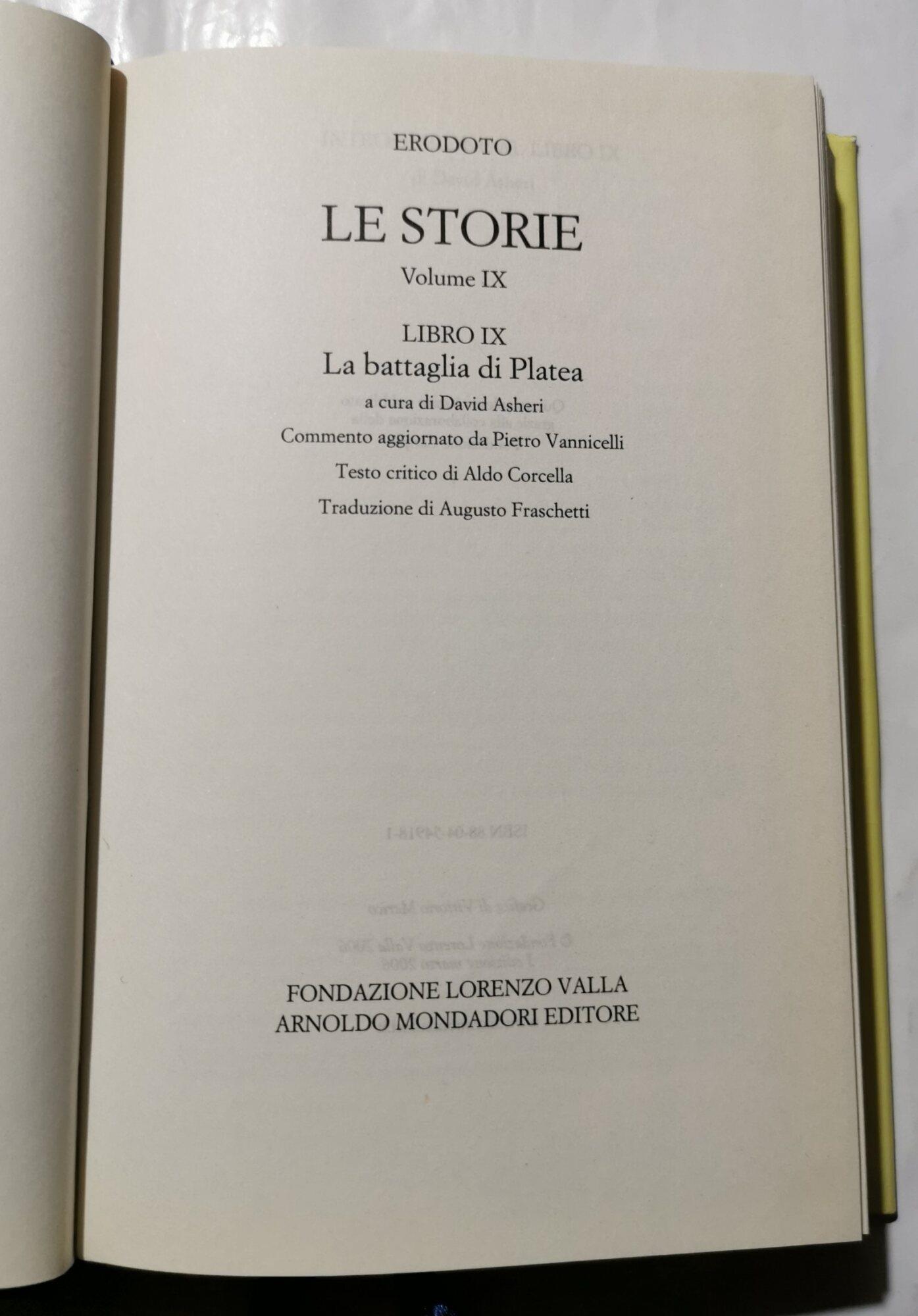 Le storie. Libro 9°: La battaglia di Platea. Testo greco a fronte