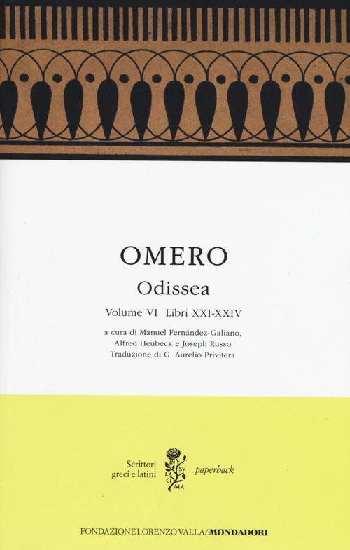 Odissea. Testo greco a fronte. Vol. 6: Libri XXI-XXIV - Omero - copertina