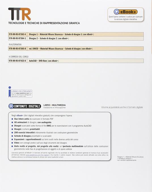  TTR. Tecnologie e tecniche di rappresentazione grafica. Disegno 1-Materiali misura sicurezza-schede di disegno 1. Per le Scuole superiori - 4
