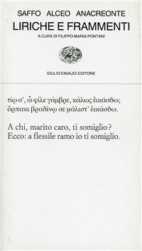 Liriche e frammenti - Saffo,Alceo,Anacreonte - copertina