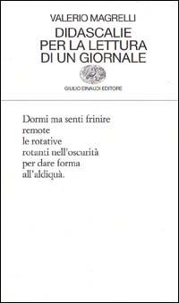 Didascalie per la lettura di un giornale - Valerio Magrelli - copertina