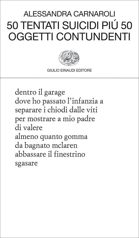 50 tentati suicidi più 50 oggetti contundenti - Alessandra Carnaroli - copertina