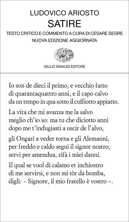 Satire - Ludovico Ariosto - copertina