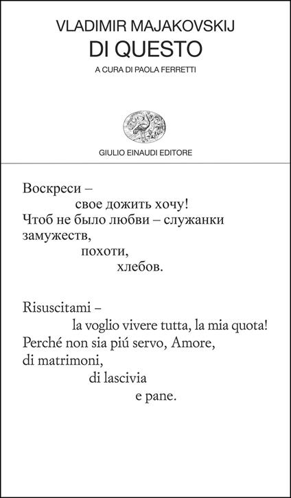 Di questo. Testo originale a fronte - Vladimir Majakovskij - copertina