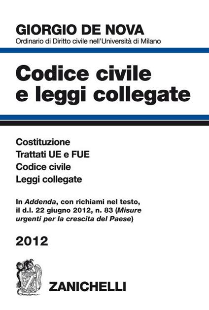 Codice civile e leggi collegate 2012 - Giorgio De Nova - copertina