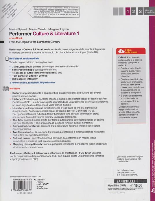  Performer. Culture and literature. Con DVD-ROM. Con espansione online. Vol. 1: From the Origins to the Nighteenth Century. - 2