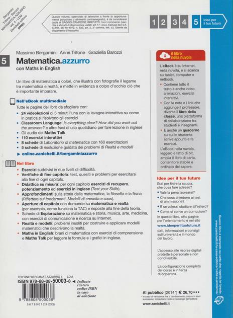  Matematica.azzurro. Con Maths in english. Con e-book. Con espansione online. Vol. 5 - 2