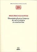Dissertatio physico-historica de rerum origine et constitutione - Antonio Genovesi - copertina