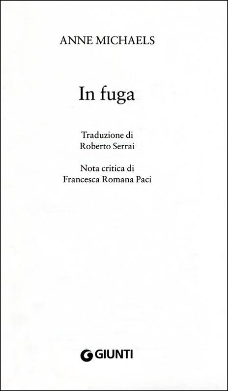 In fuga - Anne Michaels - 2