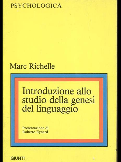 Introduzione allo studio della genesi del linguaggio - Marc Richelle - copertina
