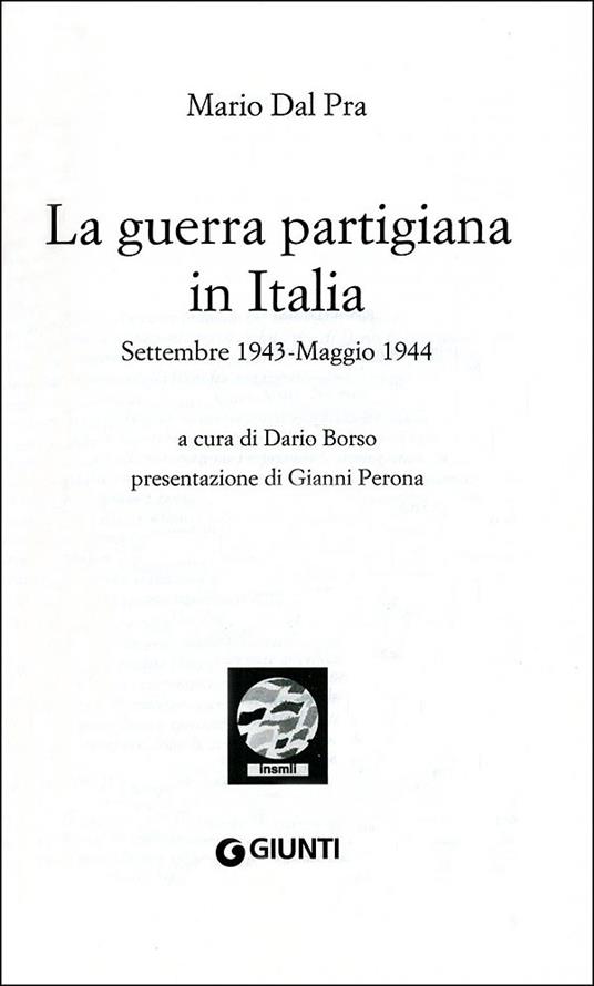 La guerra partigiana in Italia - Mario Dal Pra - copertina