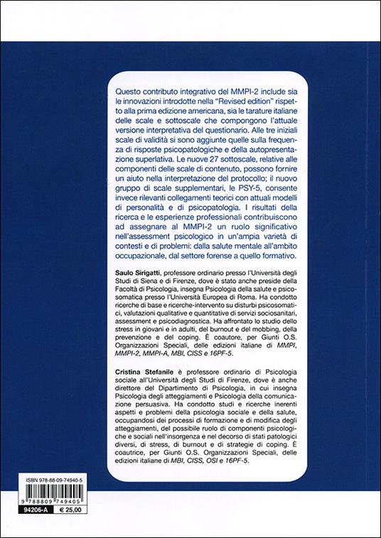 MMPI-2: aggiornamento all'adattamento italiano. Scale di validità, Harris-Lingoes, supplementari, di contenuto e PSY-5 - Saulo Sirigatti,Cristina Stefanile - 2