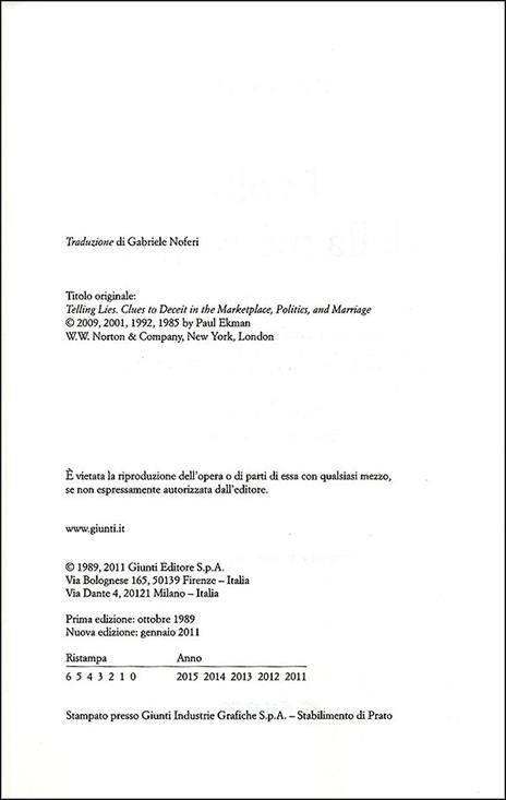 I volti della menzogna. Gli indizi dell'inganno nei rapporti interpersonali - Paul Ekman - 2