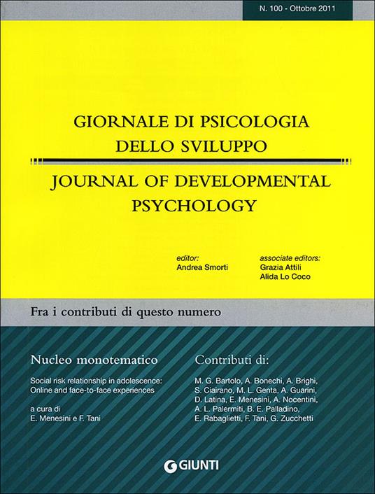Giornale di psicologia dello sviluppo. Ottobre 2011-Gennaio 2012. Ediz. italiana e inglese - copertina
