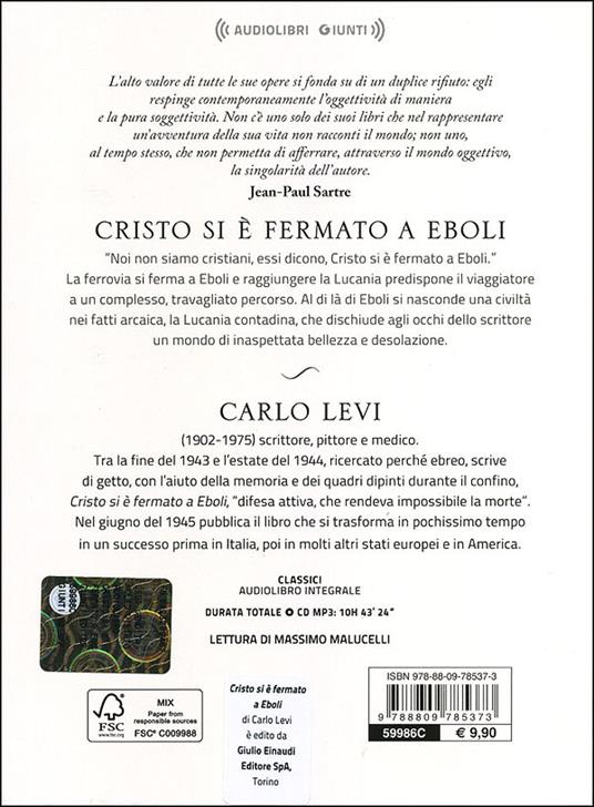 Cristo si è fermato a Eboli letto da Massimo Malucelli. Audiolibro. CD Audio formato MP3 - Carlo Levi - 2