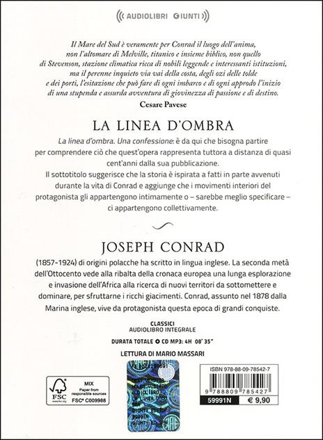 La linea d'ombra letto da Mario Massari. Audiolibro. CD Audio formato MP3 - Joseph Conrad - 2