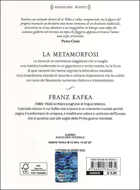 La metamorfosi letto da Moro Silo. Audiolibro. CD Audio formato MP3 - Franz Kafka - 2