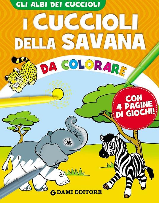 I cuccioli della savana da colorare - copertina