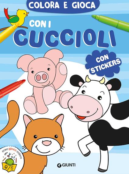 Colora e gioca con i cuccioli. Con adesivi. Ediz. a colori - copertina