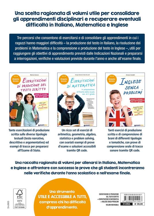 Esercitarsi in italiano, matematica e inglese. Classe 3° scuola sec. di I grado. Con QR Code - Monica Caeran,Giorgio Bolondi,Fabio Brunelli - 2