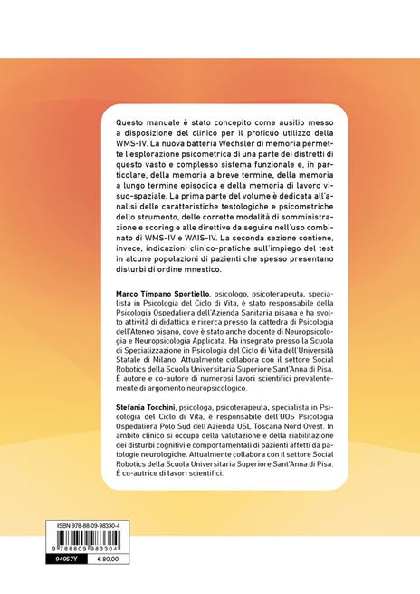 Guida all'uso clinico della WMS-IV - Marco Timpano Sportiello,Stefania Tocchini - 2