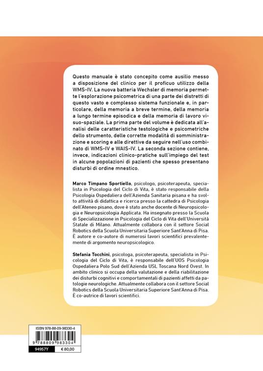 Guida all'uso clinico della WMS-IV - Marco Timpano Sportiello,Stefania Tocchini - 2