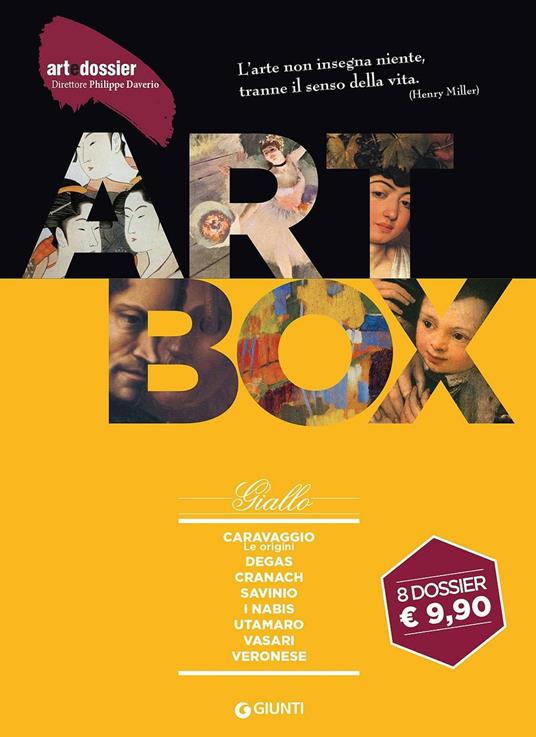 Dossier d'art. Box giallo: Caravaggio. Le origini-Degas. Tra antico e moderno-Cranach-Savinio-I Nabis-Utamaro-Vasari-Veronese. La pittura profana. Ediz. illustrata - copertina