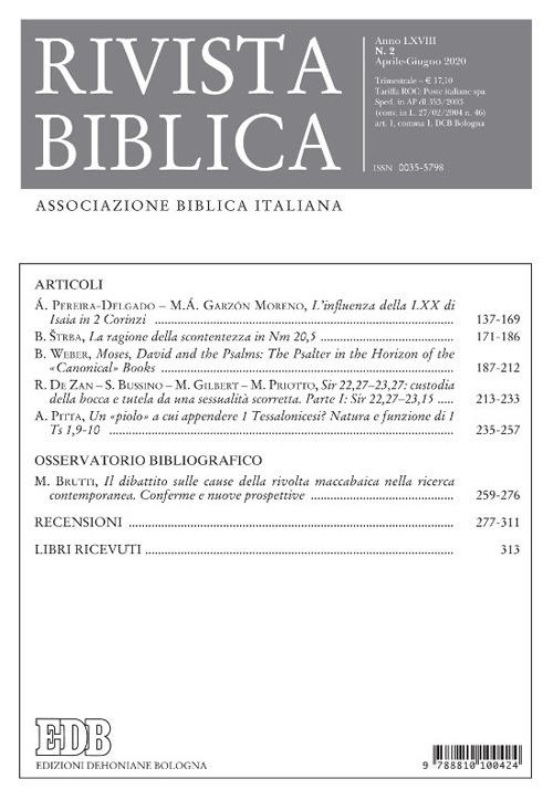 Rivista biblica (2020). Vol. 3 - copertina