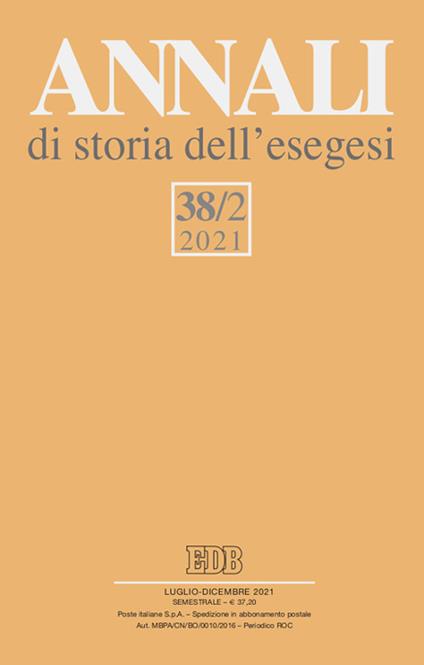 Annali di storia dell'esegesi (2021). Vol. 38/2 - copertina