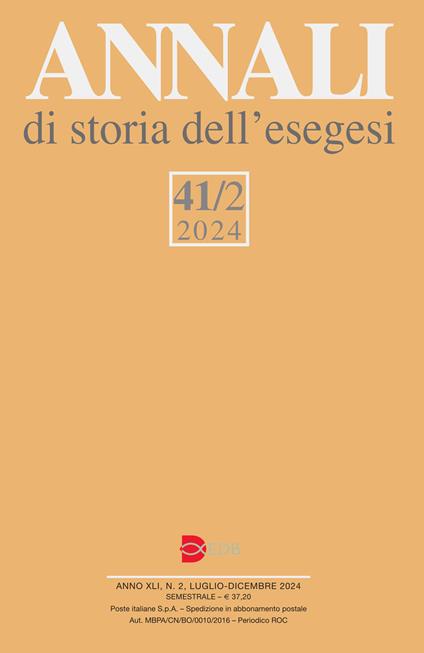 Annali di storia dell'esegesi (2024). Vol. 41/2 - copertina