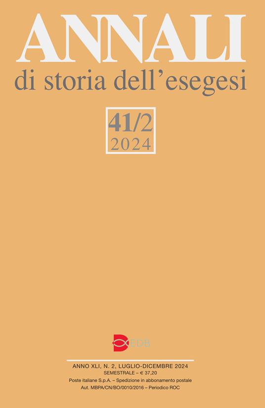 Annali di storia dell'esegesi (2024). Vol. 41/2 - copertina