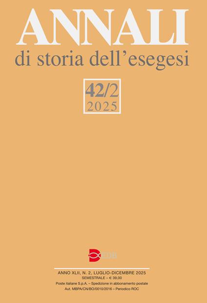 Annali di storia dell'esegesi (2025). Vol. 42/2 - copertina