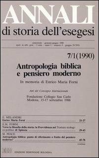 Annali di storia dell'esegesi. Antropologia biblica e pensiero moderno. In memoria di Enrico Maria Forni. Atti del Convegno Internaz. (Modena, 15-17 settembre 1988). Vol. 7/1: 1990 - copertina