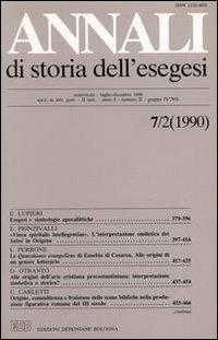 Annali di storia dell'esegesi. Atti del VII seminario di ricerca su Studi sulla letteratura esegetica cristiana e giudaica antica. Sacrofano 18-20 ottobre 1989. Vol. 7/2: 1990 - copertina