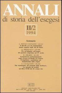 Annali di storia dell'esegesi. Atti dell'XI seminario di ricerca su Studi sulla letteratura esegetica cristiana e giudaica antica (Sacrofano, 20-22 ottobre 1993). Vol. 11/2: 1994 - copertina