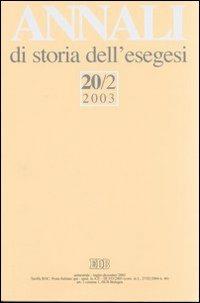 Annali di storia dell'esegesi (2003). Vol. 20/2 - copertina
