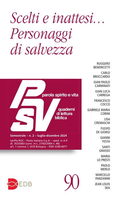 Parola spirito e vita. Quaderni di lettura biblica (2024). Vol. 2: Scelti e inattesi... personaggi di salvezza - copertina