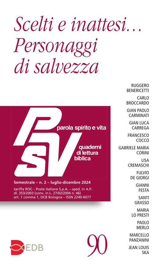 Parola spirito e vita. Quaderni di lettura biblica (2024). Vol. 2: Scelti e inattesi... personaggi di salvezza - copertina
