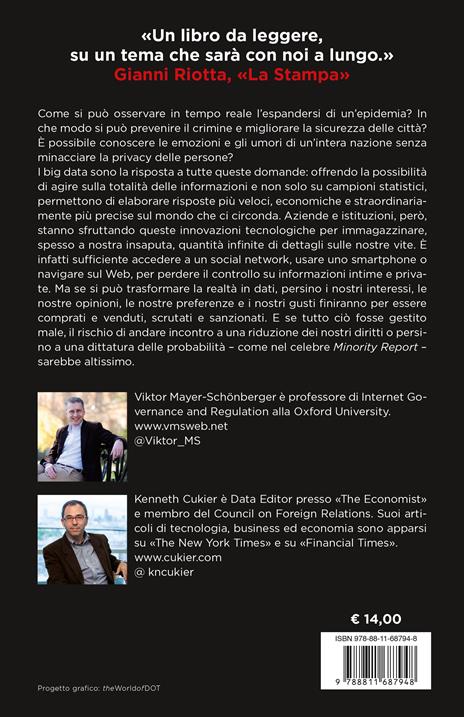 Big data. Una rivoluzione che trasformerà il nostro modo di vivere – e già minaccia la nostra libertà - Viktor Mayer-Schönberger,Kenneth Cukier - 2