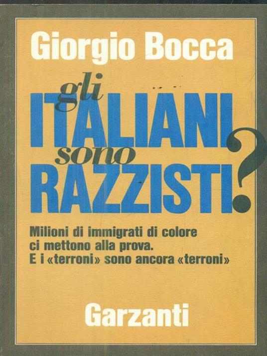 Gli italiani sono razzisti? - Giorgio Bocca - copertina